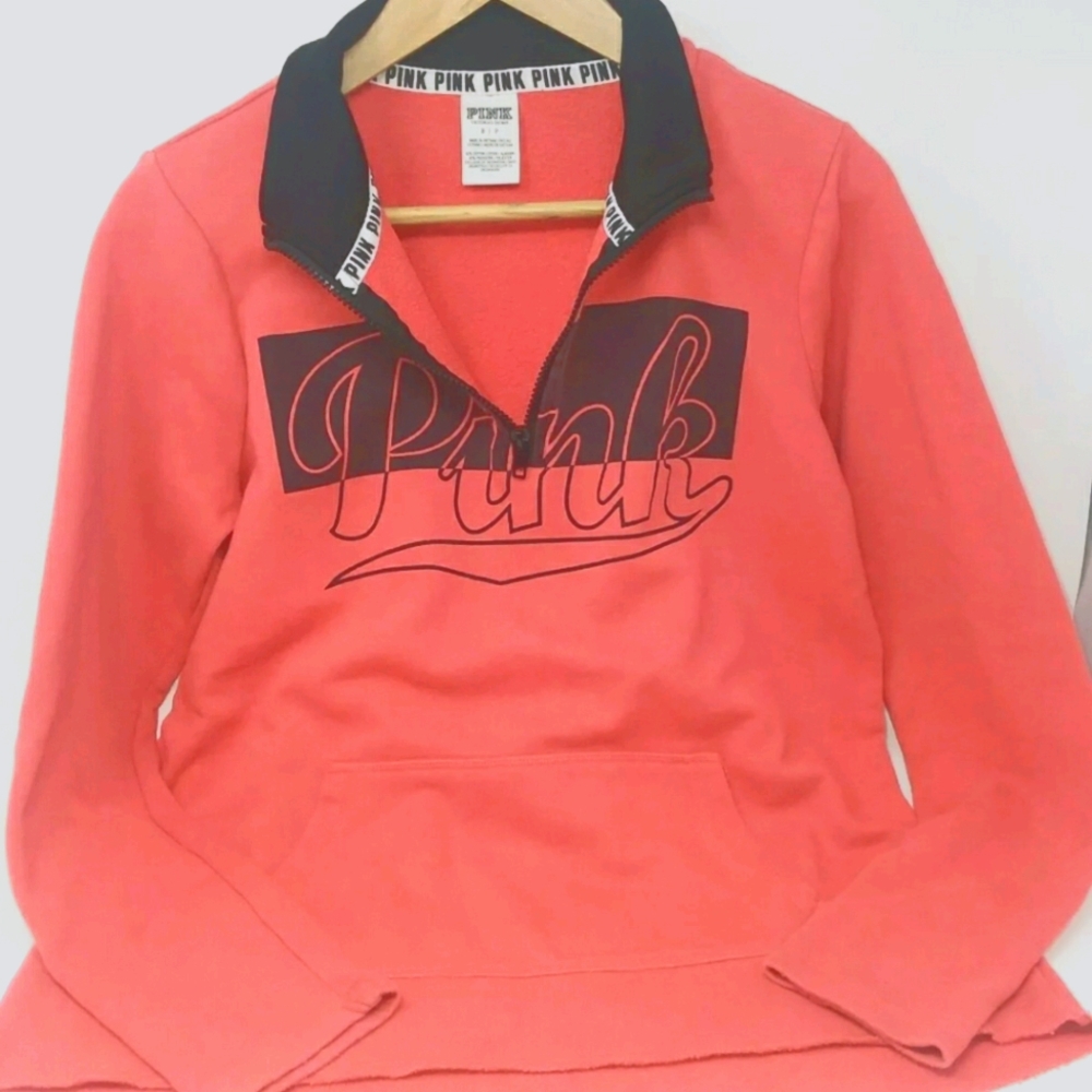 Women's Victoria Secret PINK 1/4 Zip Up Pink Logo
